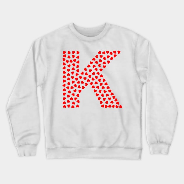 Letter K Heart Shape Initial Crewneck Sweatshirt by Sanu Designs